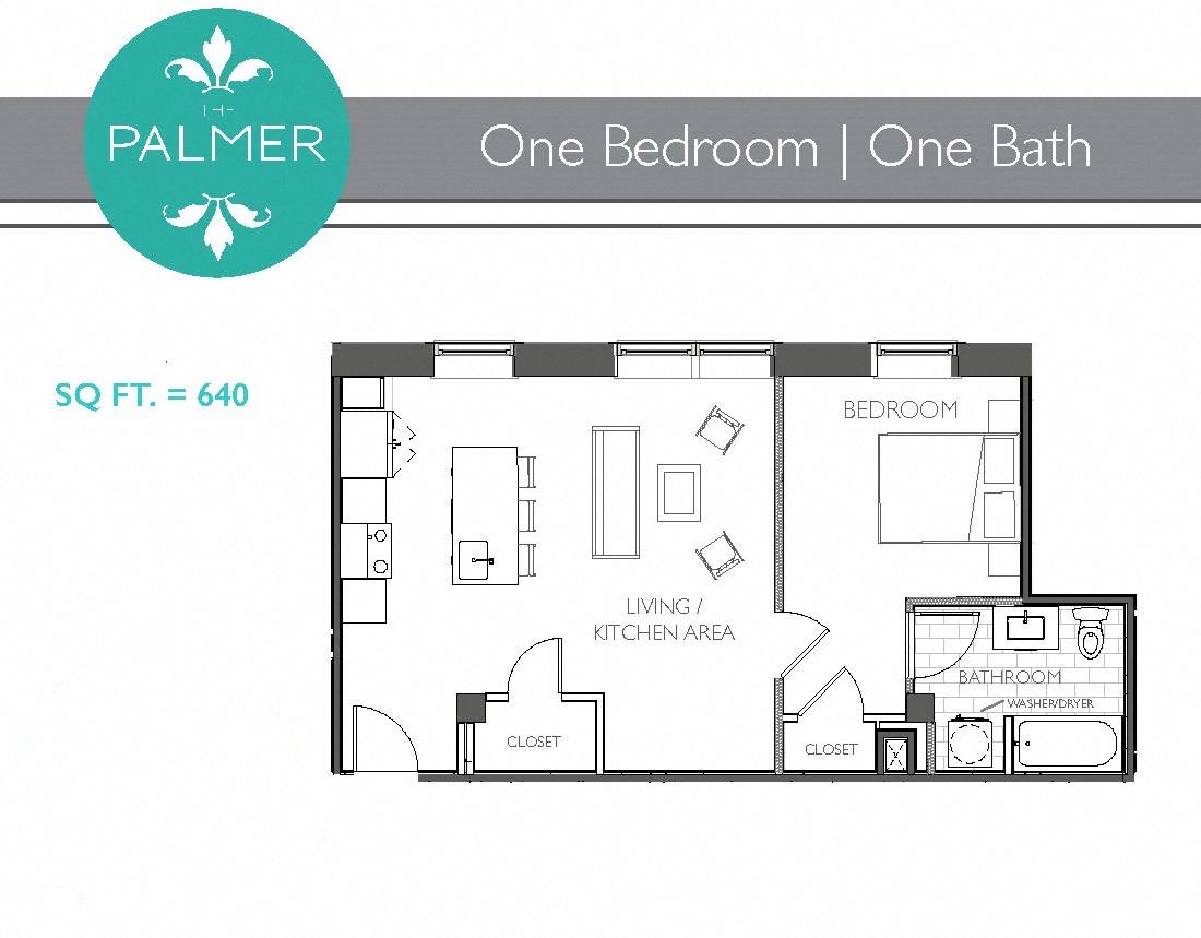 1 Bedroom 1 Bathroom Floor Plan 1